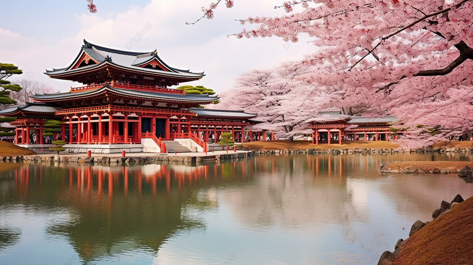 Pngtree-kimura-palace-on-a-lake-as-cherry-blossoms-bloom-image 10221813.jpg